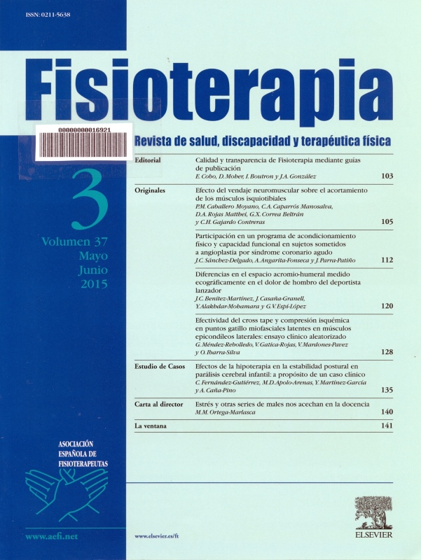 Portada Revista Fisioterapia. Revista de salud, discapacidad y terapéutica física